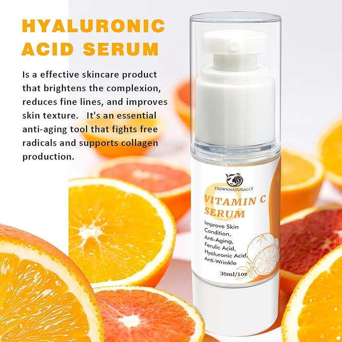 Skin Care Vitamin C Face Serum 1.05oz and Gua sha Facial Tool for Face with Hyaluronic Acid,Hydrolyzed Collagen and Aloe Leaf Extract, Anti-Aging Serum for Wrinkles & Dark Spot