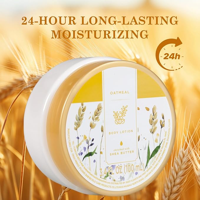 Princess Belle Oatmeal Body Lotion, Travel Size Body Lotion for Women and Men Dry Skin, Deep Moisturizing and Hydrating with Natural Shea Butter, Smell Good, 100ml(3.4floz)