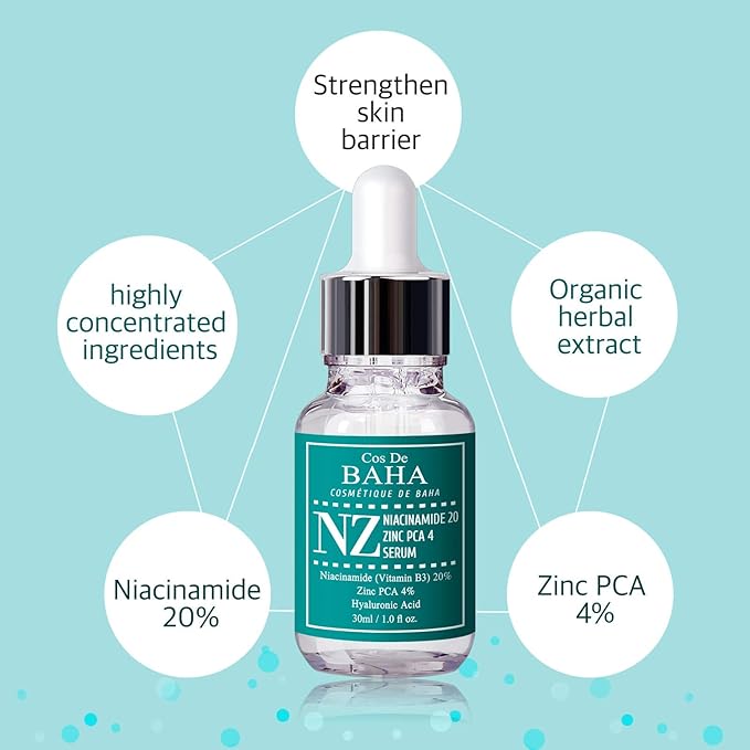Niacinamide 20% + Zinc PCA 4% Serum for Face, Pore Reducer, Uneven Skin Tone Treatment, Diminishes Acne Prone, Skin Balancing Pore Reducing, Restores Elasticity, 1 Fl Oz (30ml)