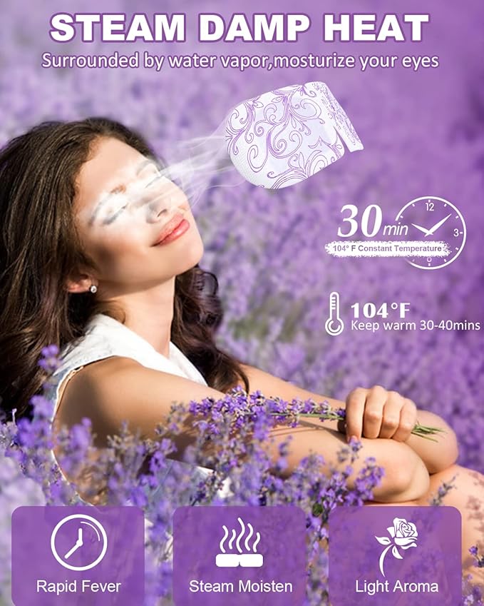 ProCIV FSA/HSA Eligible 16 Packs Steam Eye Masks for Dry Eyes Self Heated Eye Mask Disposable Sleep Mask Soothing Headache Relief Dry,Hot Warm Compress for Stress Relief Relief Eye Fatigue, Spa Gifts