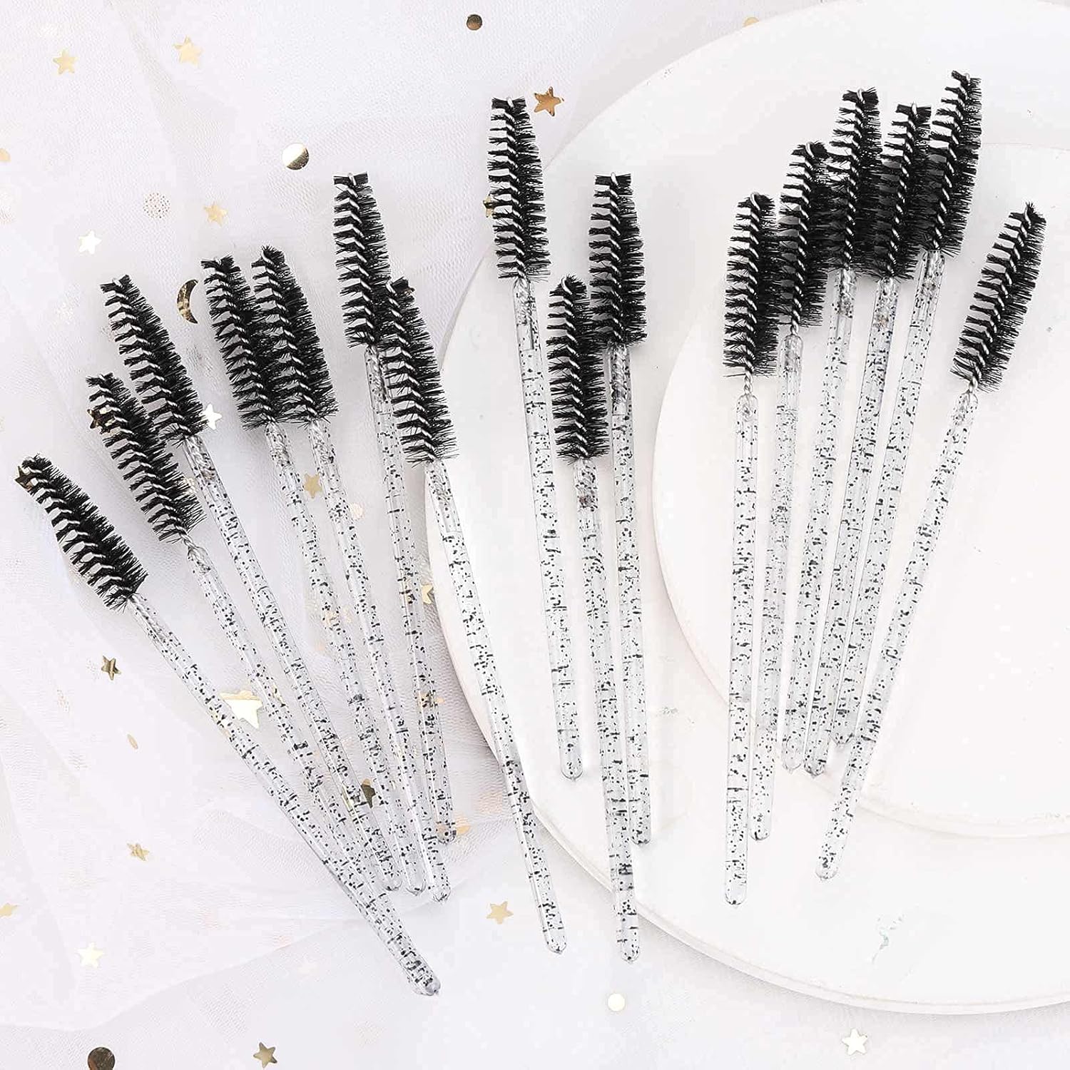 Tbestmax 1000 Disposable Mascara Wands Eyelash Brush Spoolies for Eyebrow Eye Lash Extension Black