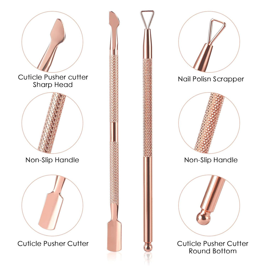 Cuticle Trimmer with Cuticle Pusher and Cutter,YINYIN Cuticle Remover Cutter Nipper Clippers Durable Pedicure Manicure Tools for Fingernails and Toenails(D501-RoseGold)…
