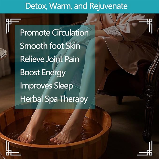 Foot Soaking Salts with Herbs, Epsom Salt, Lavender, and Mugwort, Foot Bath Spa for Soothing Relaxation, Detox, Pain Relief, and Softening Dry, Cracked Feet, Relax & Warm Pedicure, 10 Sachets