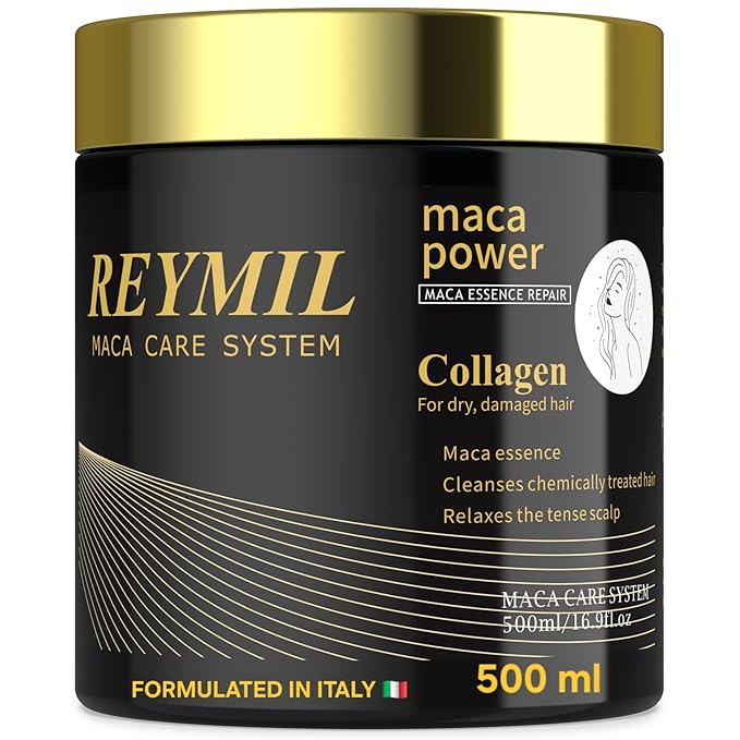 REYMIL-Collagen hair mask - hair treatment for dry damaged hair - Collagen Hair Treatment Deep Repair Conditioning Argan Oil Shine and Softness for Healthy Hair -16.9onz mascarilla para el cabello