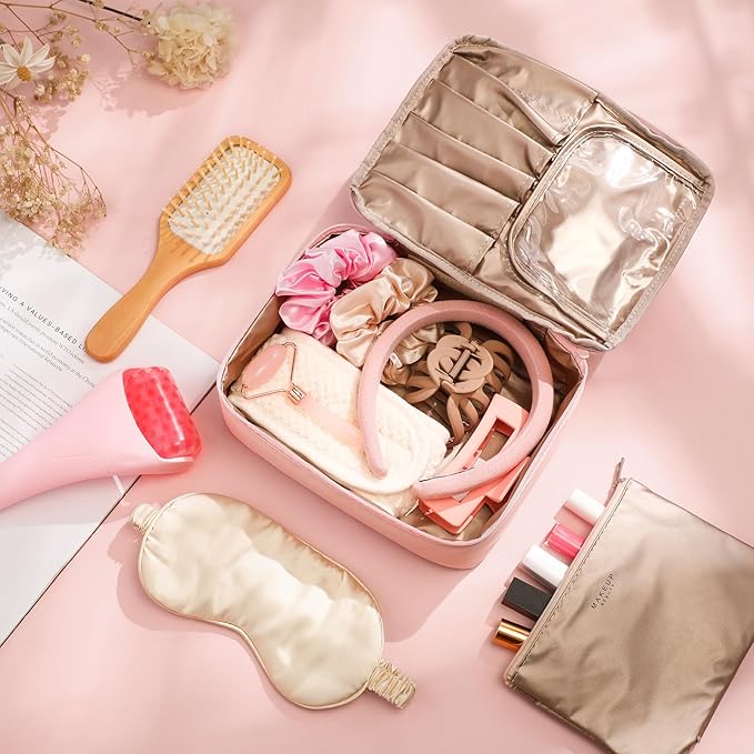 Sawysine 11 Pcs Pink Gift Box for Women Pink Birthday Basket Gifts Travel for Mother's Day Aesthetic Bags Makeup and Skin Care Spa Kit Mom Teacher Girlfriend