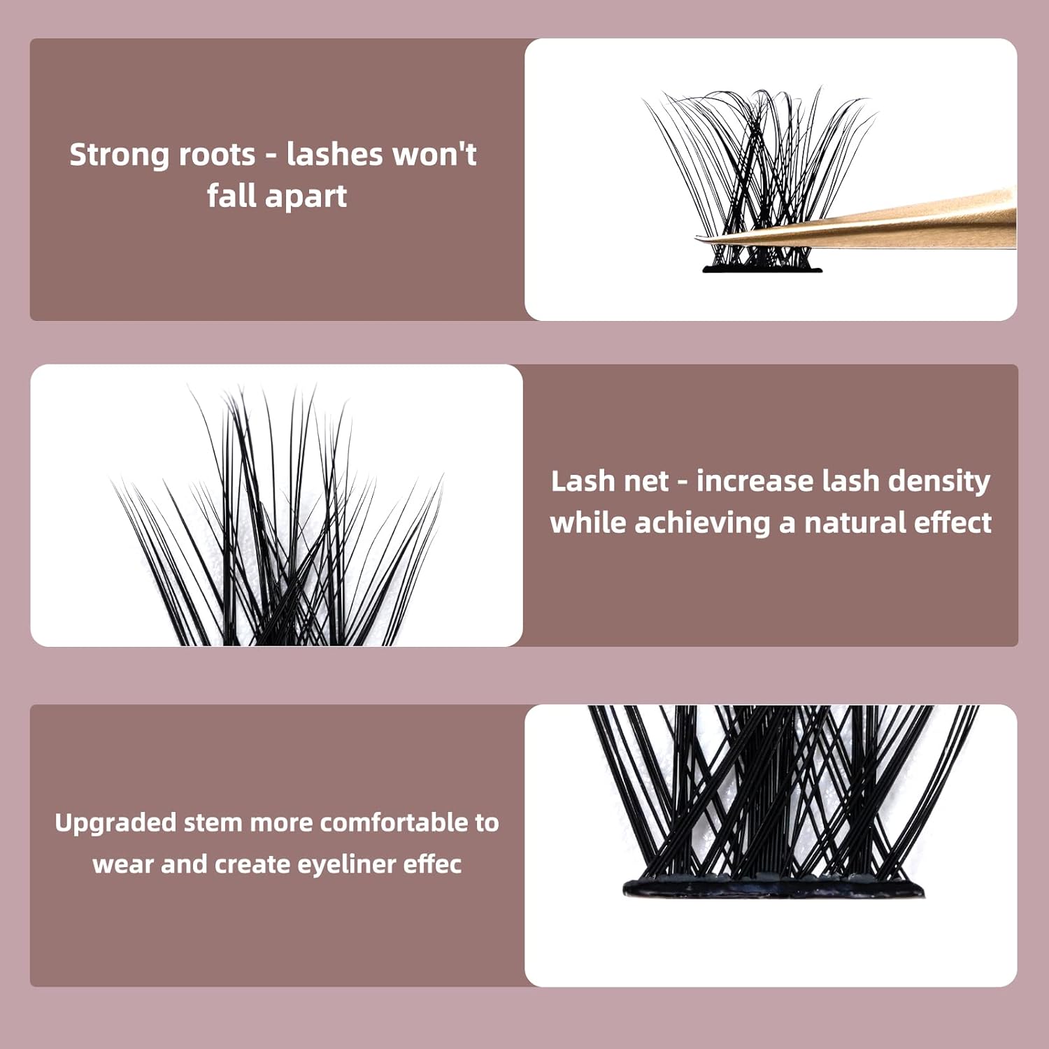 QUEWEL Cluster Lashes 72 Pcs Wide Stem Individual Lashes C/D Curl 8-16mm Length DIY Eyelash Extension False Eyelashes Fluffy02 Styles Soft for Personal Makeup Use at Home (Fluffy02-D-MIX8-16)