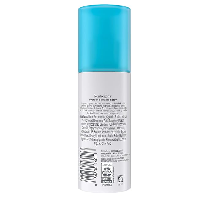Neutrogena Hydro Boost Hydrating Makeup Setting Spray with Hyaluronic Acid, Longwear Makeup Setting Facial Mist for Smooth, Glowing, Dewy Skin, Non-Comedogenic & Hypoallergenic, 3.4 fl. oz