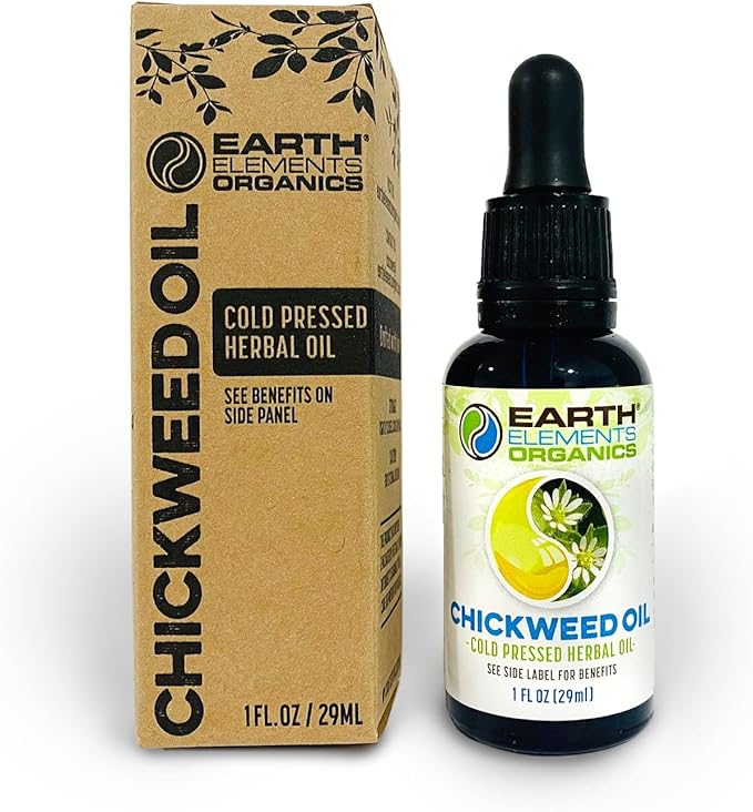 Organic Chickweed Medicinal Oil Raw, Infused, Pressed Herbal Oil Chickweed, Sunflower Seed Oil 1 fl.oz.