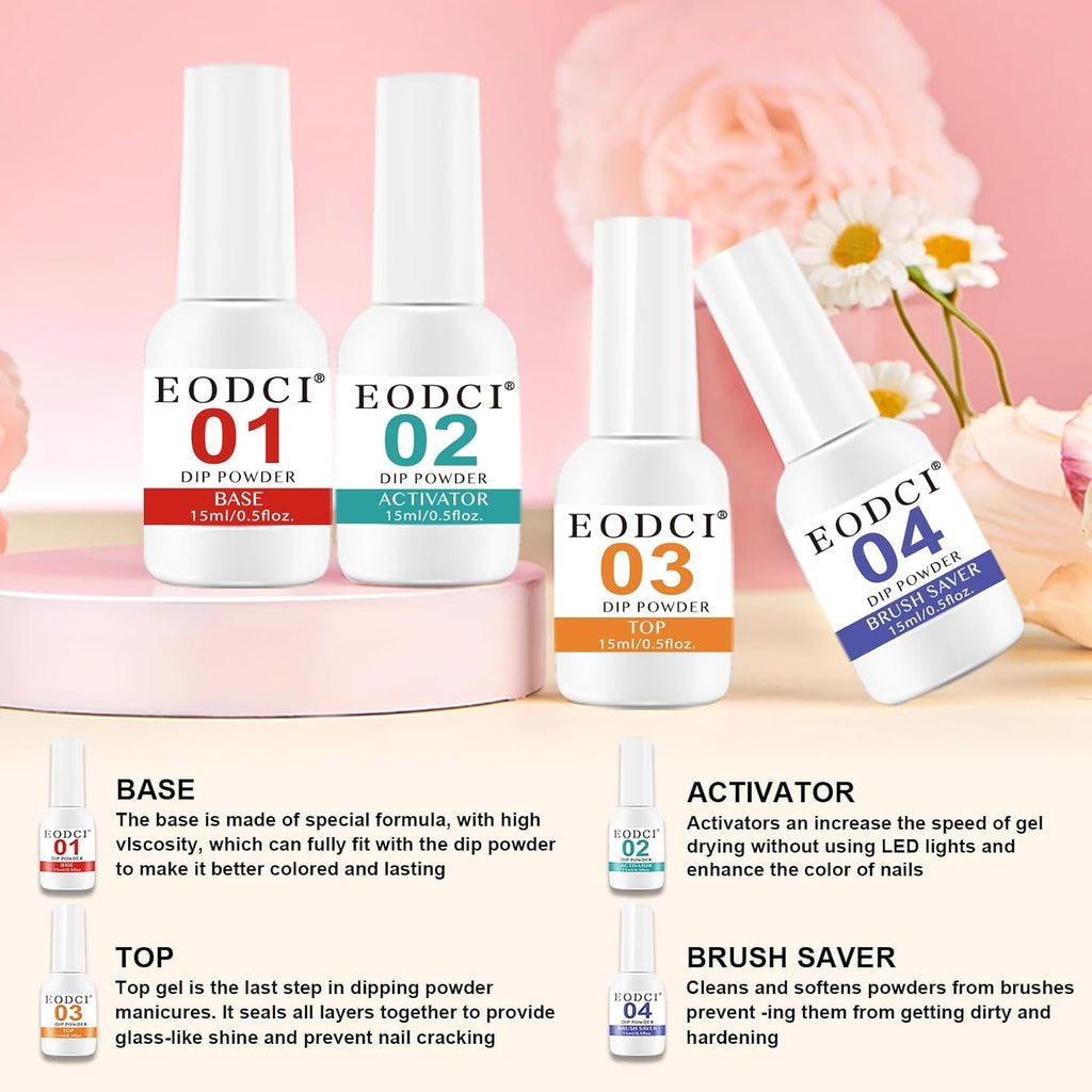 31 Pcs Dip Powder Nail Kit Starter - 20 Colors Nude Pink Skin Dipping Powder Liquid Set with Base Top Coat, Activator, Brush Saver, Nail Buffer and Brush No Needed Lamp Curing