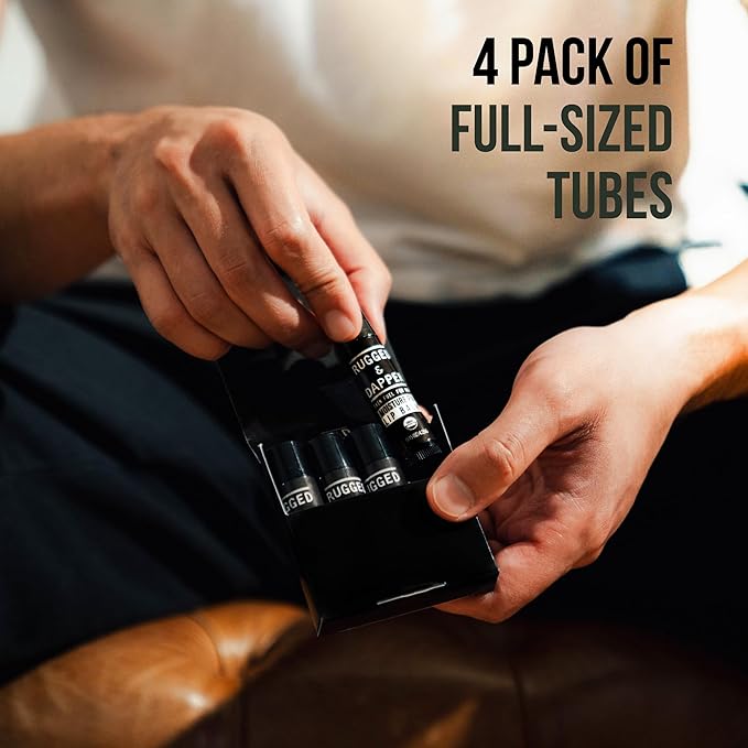 RUGGED & DAPPER Lip Balm for Men - Certified Organic + Natural Ingredients - 4 Pack - Hydrating Mens Chapstick - USA Made