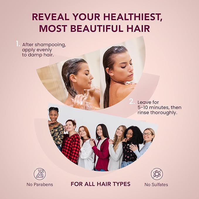 Botanical Hydrating Hair Mask for Damaged Hair – Max Repair & Deep Hair Conditioner – Hair Moisturizer, Infused with Argan Oil Plus 10 More Nourishing Oils – Fresh Floral Aroma, 8.45 fl oz