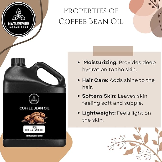 Naturevibe Botanicals Coffee Bean Oil 32oz and Grapeseed Oil 32oz | Oil Combo