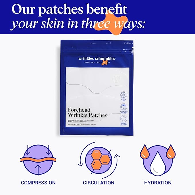 Wrinkles Schminkles Forehead Wrinkle Patches, 2-Pack, Reusable Hypoallergenic Silicone Smoothing Pads + Silicone Patch Cleanser 2 oz, Clean Silicone Patches Without Breaking Down The Adhesive