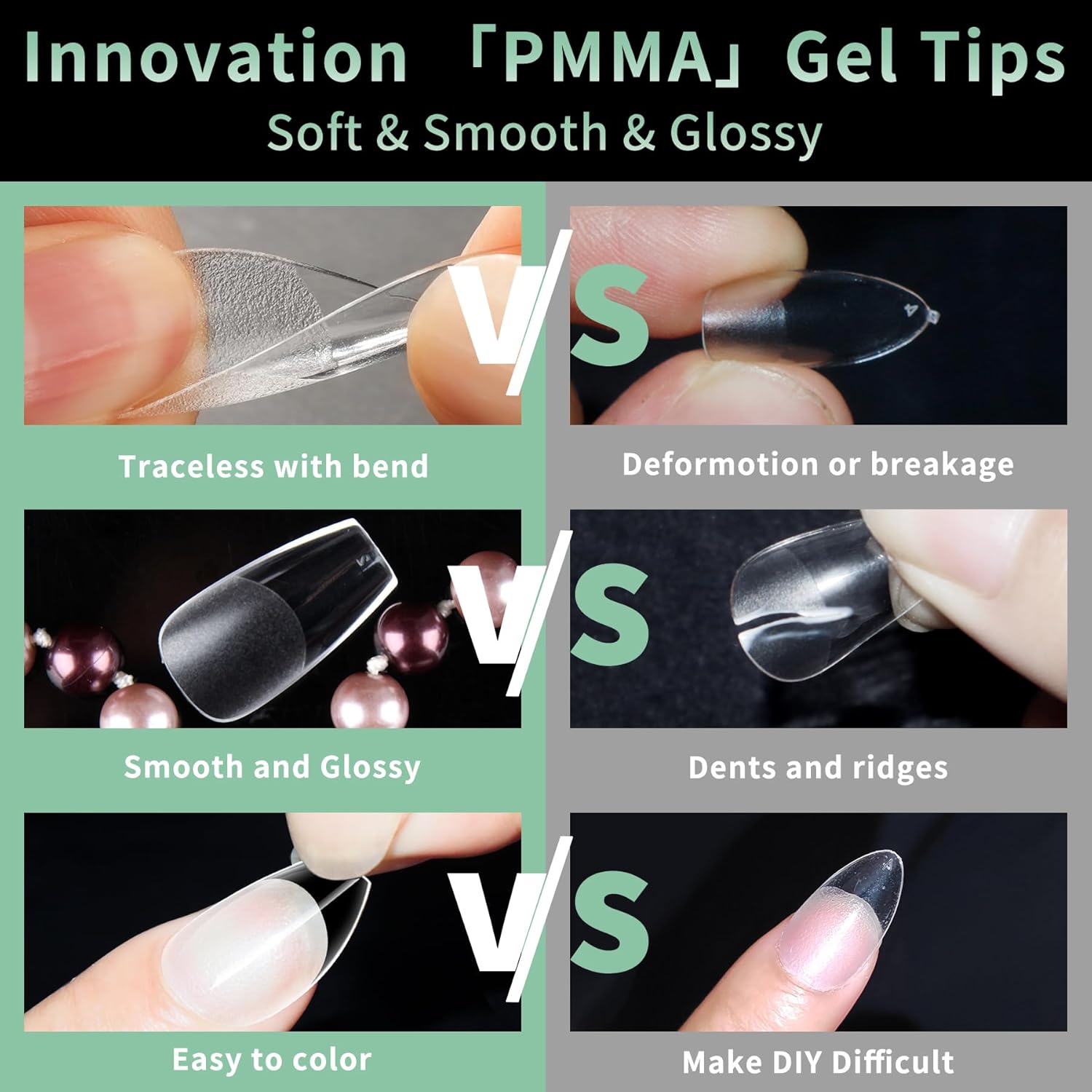 Medium Coffin Nail Tips, 216pcs Acrylic Ballerina Soft Fake Nails Gel Nail Tips, Full Cover Pre-Shaped Matte Clear Press on Nails for Extension, Diy at Home Manicure 12 Sizes