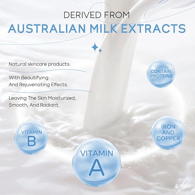 Milk Face Routine Set, 5Pcs Moisturizing Facial Skin Care Sets, Long-lasting Hydrating, Enhance Skin Elasticity, Face Care Kit Include Cream, Cleanser, Eye Cream, Moisturizer, Sunscreen