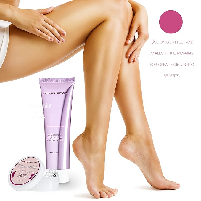 Live Green Bath and Body Present Set- Foot Spa Set with Fuzzy Socks, Lotion, and Scrub, Peppermint