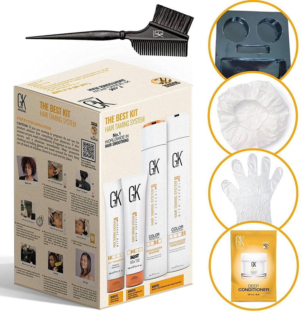 GK HAIR Global Keratin The Best Consumer Box Kit (10.1 Fl Oz/300ml) Smoothing Keratin Treatment Professional Brazilian Complex Blowout Straightening For Silky Smooth & Frizzy Hair