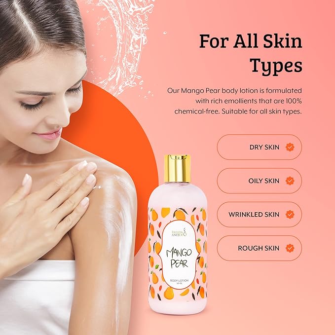 Home Spa Gift 10oz Deep Moisturizing Fragrance Body Lotion & 8 oz. Fine Fragrance Body Mist Set Luxury Self-Care Combo for Women and Girls (Mango Pear) Mother’s Day Gift for Mom