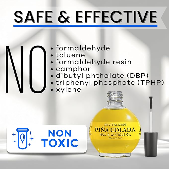 Moisturizing Cuticle & Nail Care Oil 2.3 Fl Oz - Pina Colada Scented – Infused with Jojoba Oil, Aloe, Vitamin E – Nail & Cuticle Hydration, Repair, Moisturizer, Strengthener, Growth