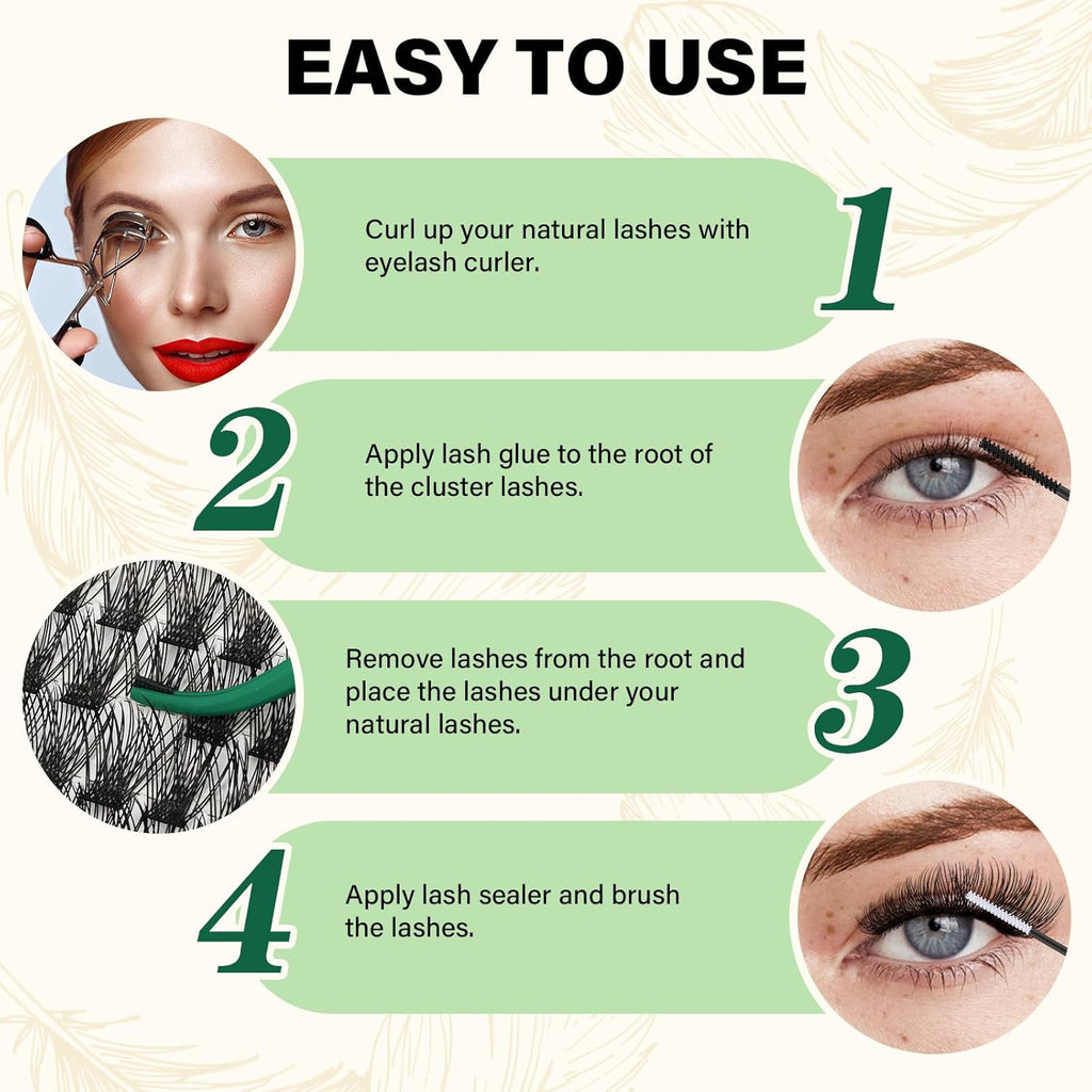 Lash Clusters 144pcs Individual Lashes D Curl 14mm Eyelash Clusters KEYYOU Air Touch Cluster Lashes Super Lightweight Soft Wispy Comfortable Easy DIY at Home(Air02-D-14mm)