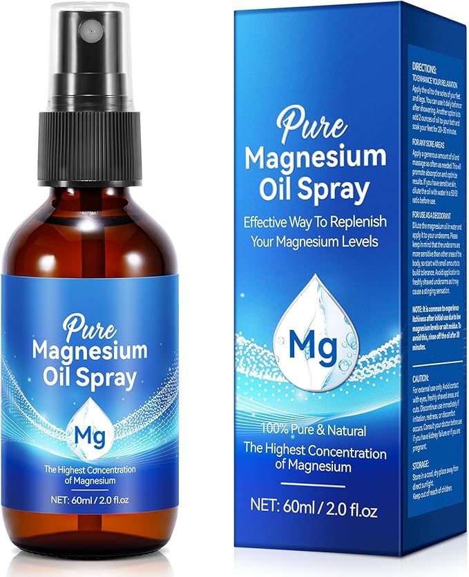 Magnesium Oil Spray, Pure Magnesium Oil Spray for Feet, Topical Magnesium in Bottle, Fast Absorption, Unclog Pores, Perfect for Sports, Relaxing & Sleep, 2 Fl.Oz