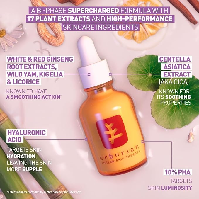 Erborian Multi-Perfecting Milky Night Serum, Skin Therapy, for Wrinkles & Fine Lines, Texture, Evenness - Visible Results after 1st Night - Hydrating with 10% PHA, Hyaluronic Acid - Korean Skincare