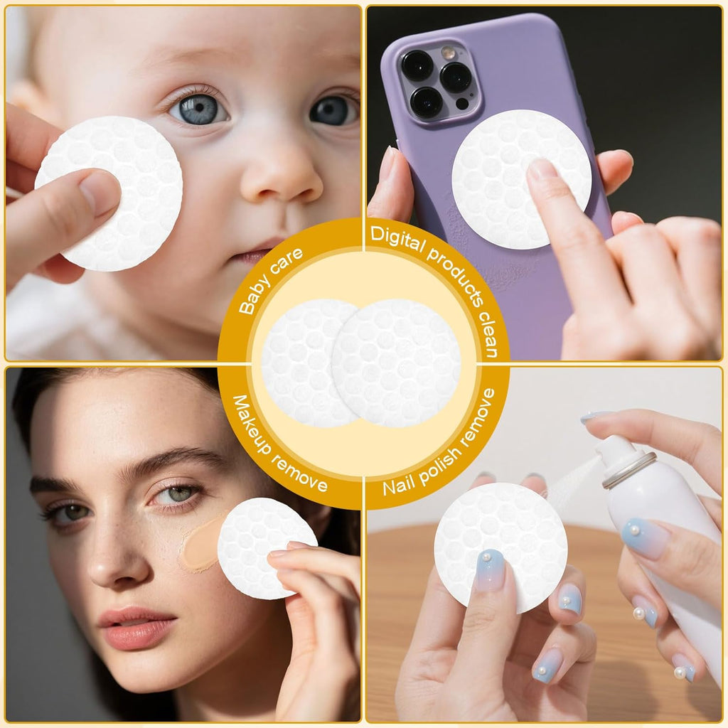 Hotel Vanity Kit Individually Wrapped Bulk Travel Cleaning Kit for Hotels Disposable Travel Size Hotel Hospitality Supplies Hygiene Kits for Homeless in Bulk Round Cotton (50)