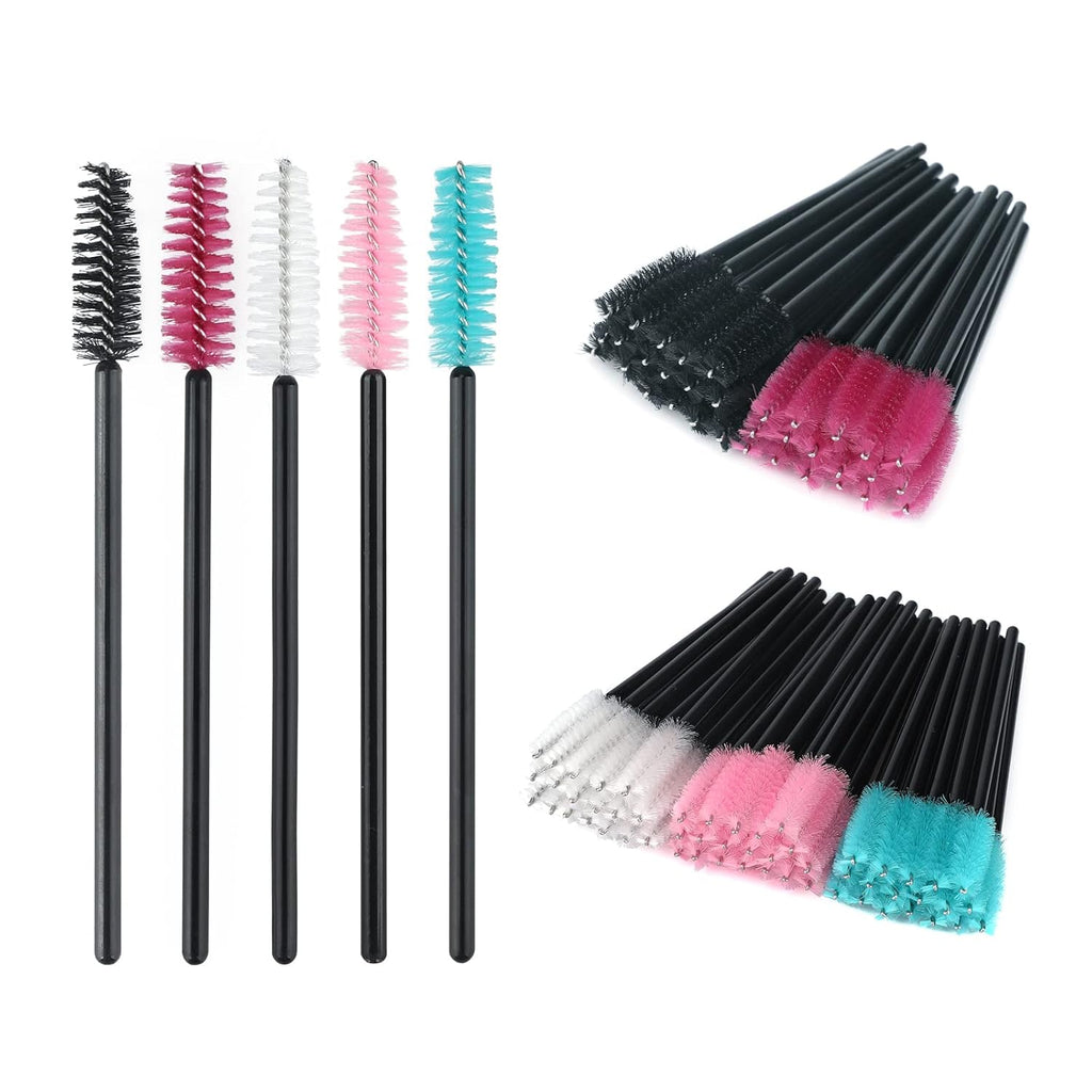 G2PLUS 100PCS Disposable Eyelash Brushes, Adjustable Mascara Wands Makeup Applicator, Lash Spoolies Brushes for Eyelash Extensions and Eyebrows (Multi-colored)