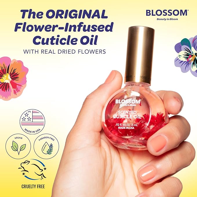 Blossom Cuticle Oil for Nails, Hydrating, Moisturizing, Scented Nail Oil Cuticle Care, Infused with Real Flowers, Made in USA, 0.92 fl. oz, Lily