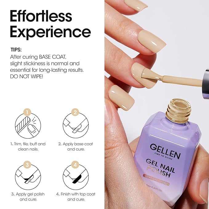 Gellen Nude Gel Nail Polish 18 ML Nude Neutral Gel Polish Beige Skin Tones Soak off UV LED Nail Lamp Nail Polish for Nail Art French Manicure Home Salon DIY Gift, 0.61 Fl Oz