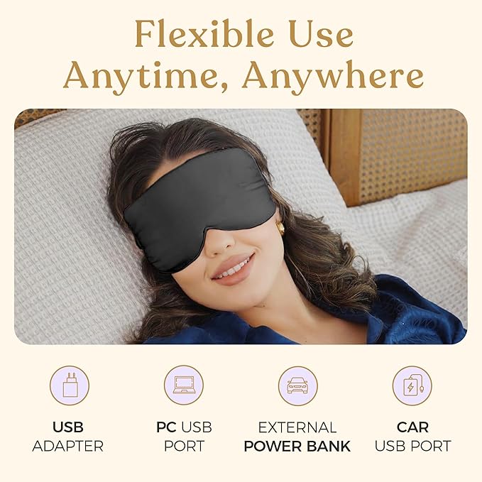 Heated Eye Mask for Dry Eye Relief - Stye Treatment, Warm Compress for Sinus, Electric Warming Patch With Moist Heat - Black