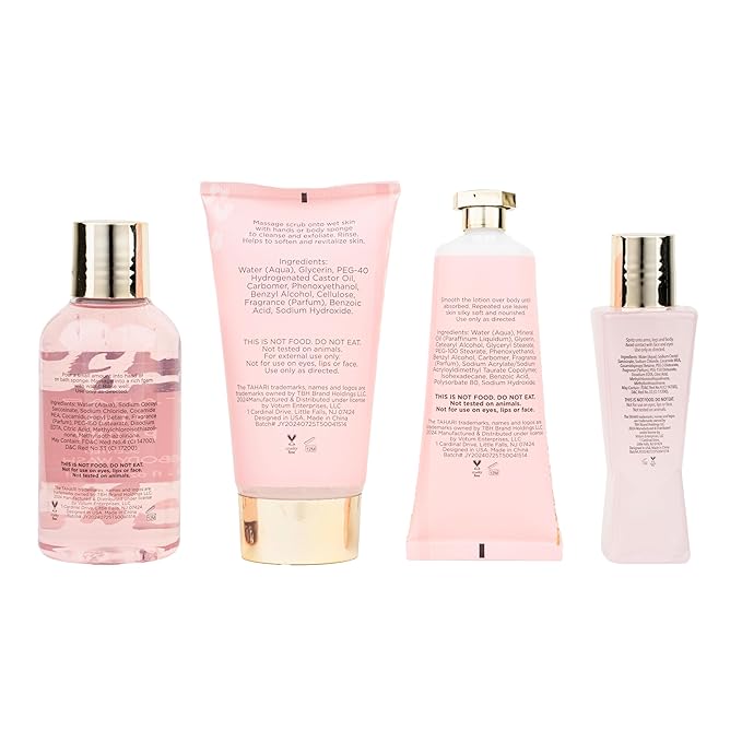 Tahari Vanilla Jasmine Spa Gift Set for Women – Luxurious Bath Kit with Body Lotion, Body Lotion, Body Wash & Bubble Bath – Perfect Selfcare Gifts for Women (Glitz)