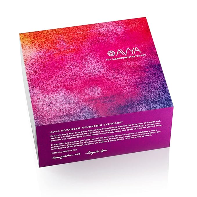 Avya Skincare Discovery Starter Set | Anti-Aging | Gentle Cleanser (15ml) + Anti-Aging Power Serum (10ml) + Eye Bright Cream (5ml) + Night Moisturizer (10ml)