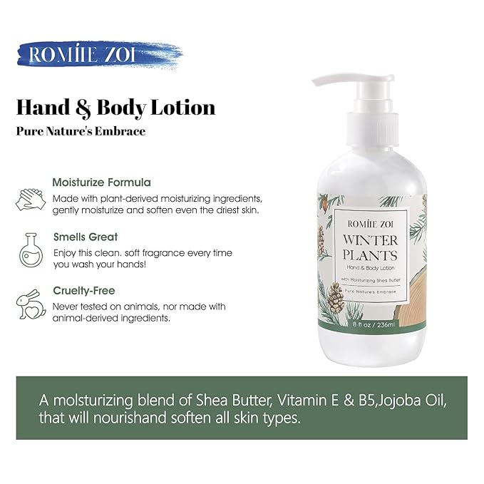 Christmas Hand & Body Lotion with Moisturizing Shea Butter - Winter Plants - Infused with Winter Pine Scent - 236 ML / 8 FL OZ