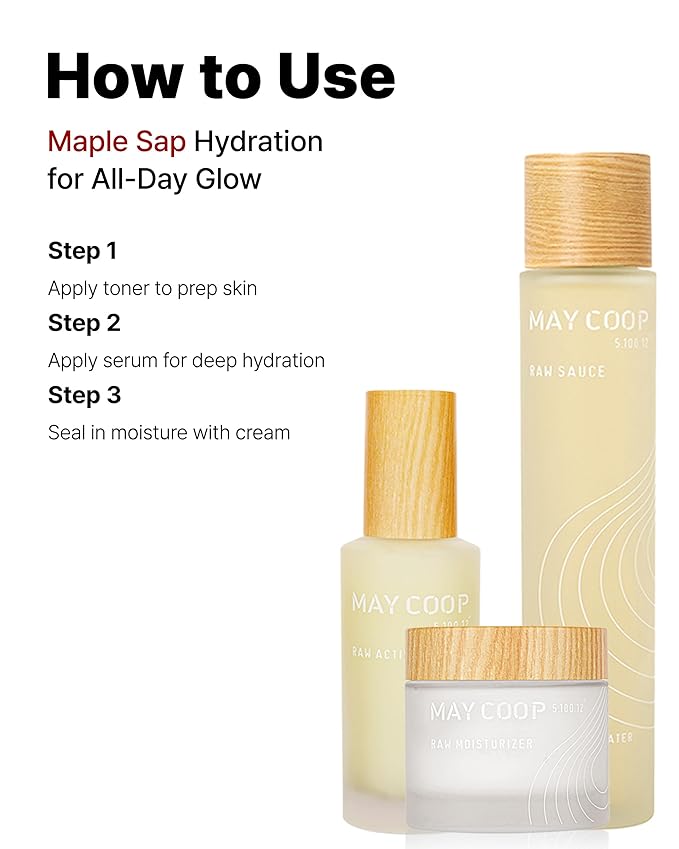 MAY COOP 3 STEP Moisturizing & Hydrating Korean Skincare Set - The Vegan Essence Toner 100ML, Moisturizer Face Cream, Organic Activator Facial Serum All Skin Type