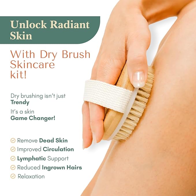 Healing Happy Method - Dry Brush Skin Care Kit + Body Healing Oil – Body & Facial Boar Bristle Brushes, Natural Oil Soap, Sisal Bag & Full Instruction Chart for Glowing Skin