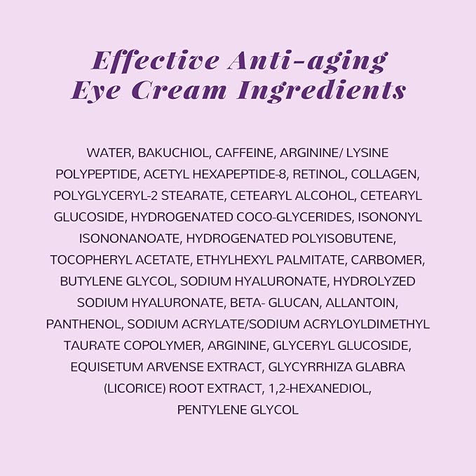 ANAI RUI Caffeine Bakuchiol Firming Eye Cream, Retinol & Peptide Eye Cream for Dark Circles, Puffiness, Wrinkles, Bakuchiol Alternative Retinol Eye Moisturizer for Under-Eye Skin Repair 0.5 FL OZ