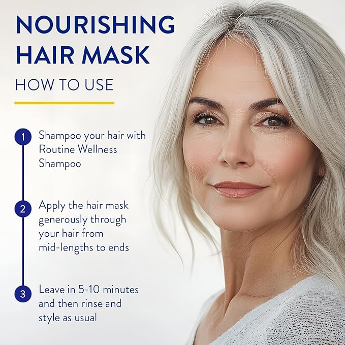 Routine Wellness Deep Conditioning Hair Mask for Dry Damaged Hair - Hydrating, Moisturizing Repair Treatment - Promotes Fullness - Rose Hips 8oz