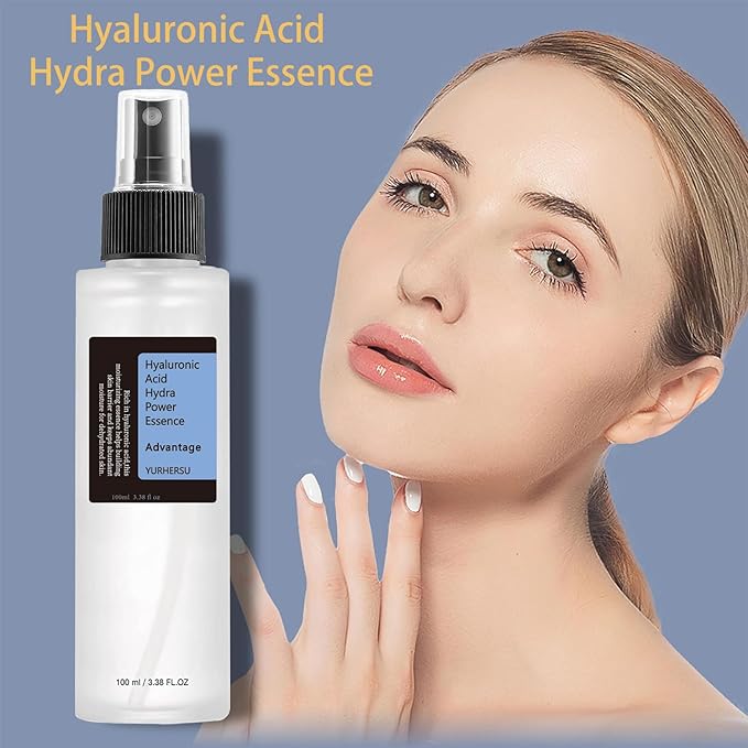Hyaluronic Acid Face Essence Spray, Fast Absorption Replenish Water Shrink Pore, Moisturizing Soften Skin Texture, Reduce Wrinkle Improving Skin Vitality; 100ml/3.38 fl.oz (Hyaluronic Acid)