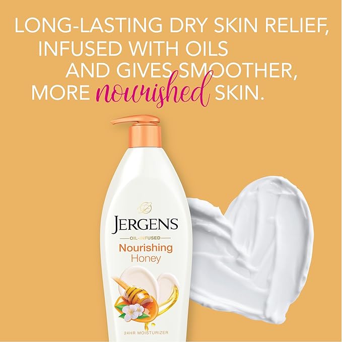 Jergens Nourishing Honey Dry Skin Moisturizer, with Illuminating Hydralucence Blend, Skin Nourishing Formula, Dermatologist Tested, 16.8 Oz, Pack of 4