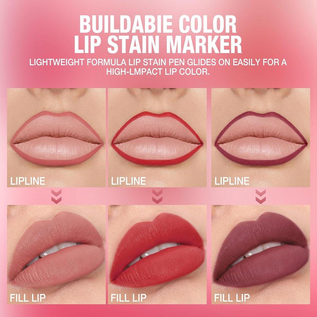 LANGMANNI 4Pcs Sculpting Matte Velvet Lip Liner Set,Smooth Creamy Texture,Waterproof And High Pigmented For Girls Daily Application Lip Makeup(5+6+7+8)