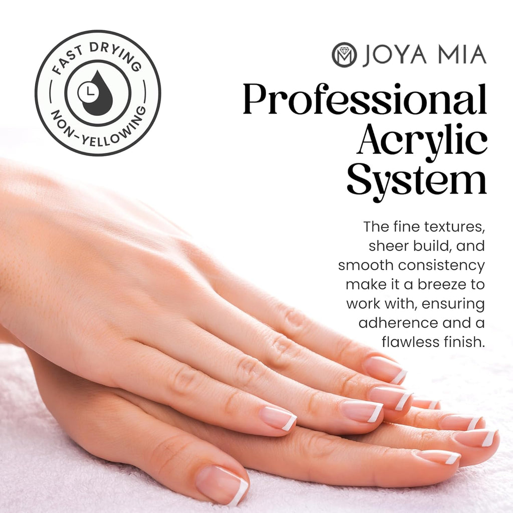 Joya Mia Acrylic Powder for Nails, MMA-Free, Super Adhesion Professional Powder for Flawless & Long-Lasting Nail Enhancements, Easy Application, Vibrant & Stunning Colors - Diamond Clear, 2 oz