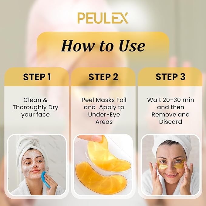 Beauty Golden Under Eye Patches (20 Pairs) - Under Eye Mask for Face Collagen Skin Care Products, Treatment for Dark Circles, Puffy Eyes, Refreshing, Revitalizing, Travel, Wrinkles