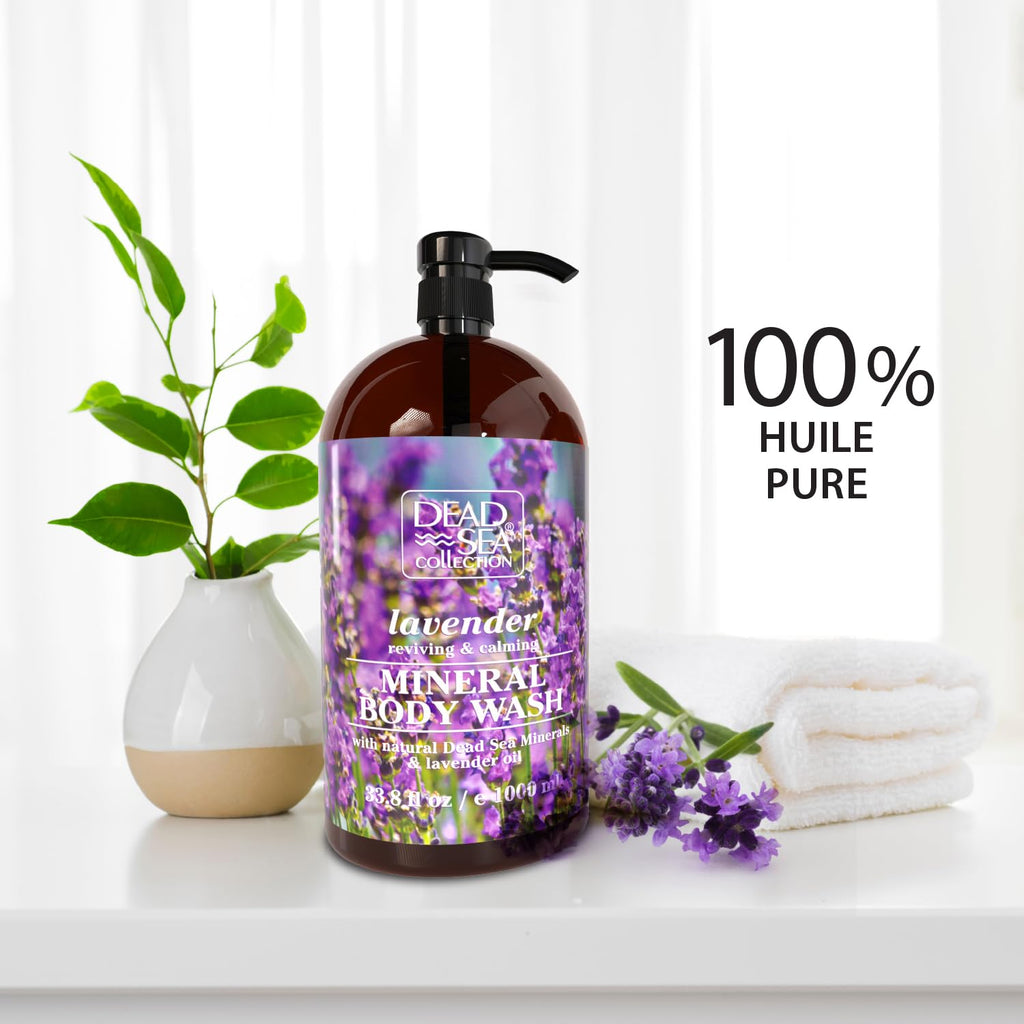 Dead Sea Collection Lavender Body Wash for Women and Men - with Pure Dead Sea Minerals and Lavender Oil - Gentle Cleanses and Moisturizes Skin (33.8 fl. oz)