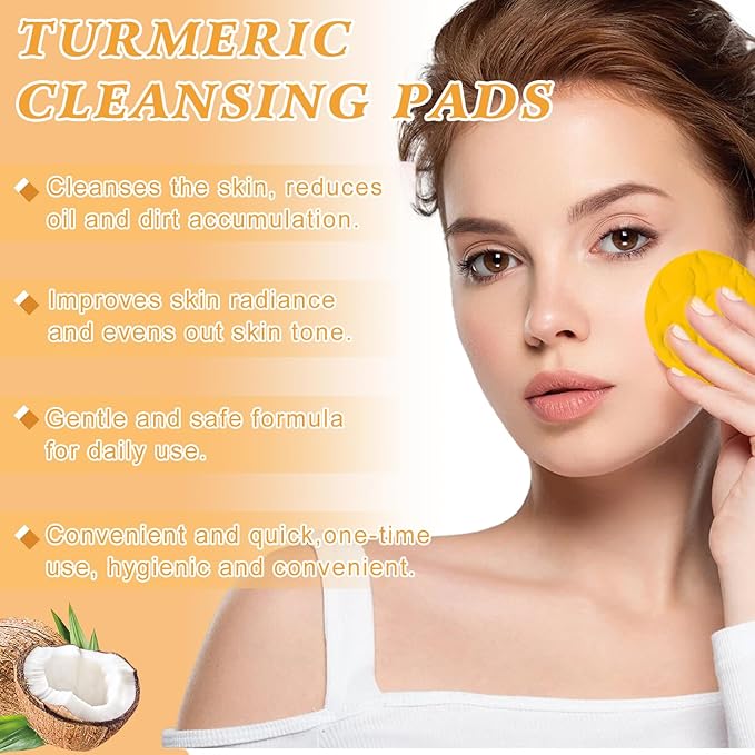 Turmeric Wash and Care Three Piece Set, Tuemeric Facial Cleanser & TurmericSoap Bar & Turmeric Face Scrub Pads, Turmeric Cleansing Skincare Set for Face & Body, Deep Cleaning of the Skin