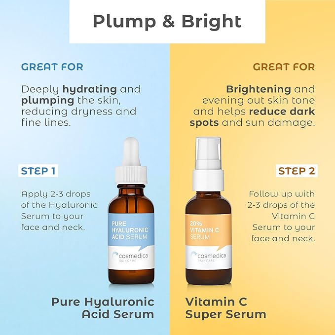 Cosmedica Skincare Set- Vitamin C Super Serum and Pure Hyaluronic Acid