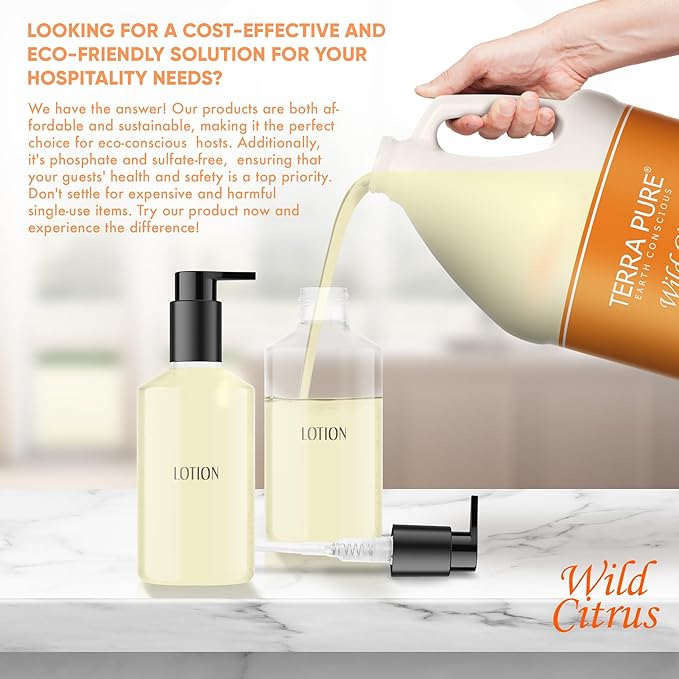 Terra Pure | 1 Gallon Lotion | Luxury Hotel Toiletry Bulk Size| Designed to Refill Soap Dispensers | 128 oz