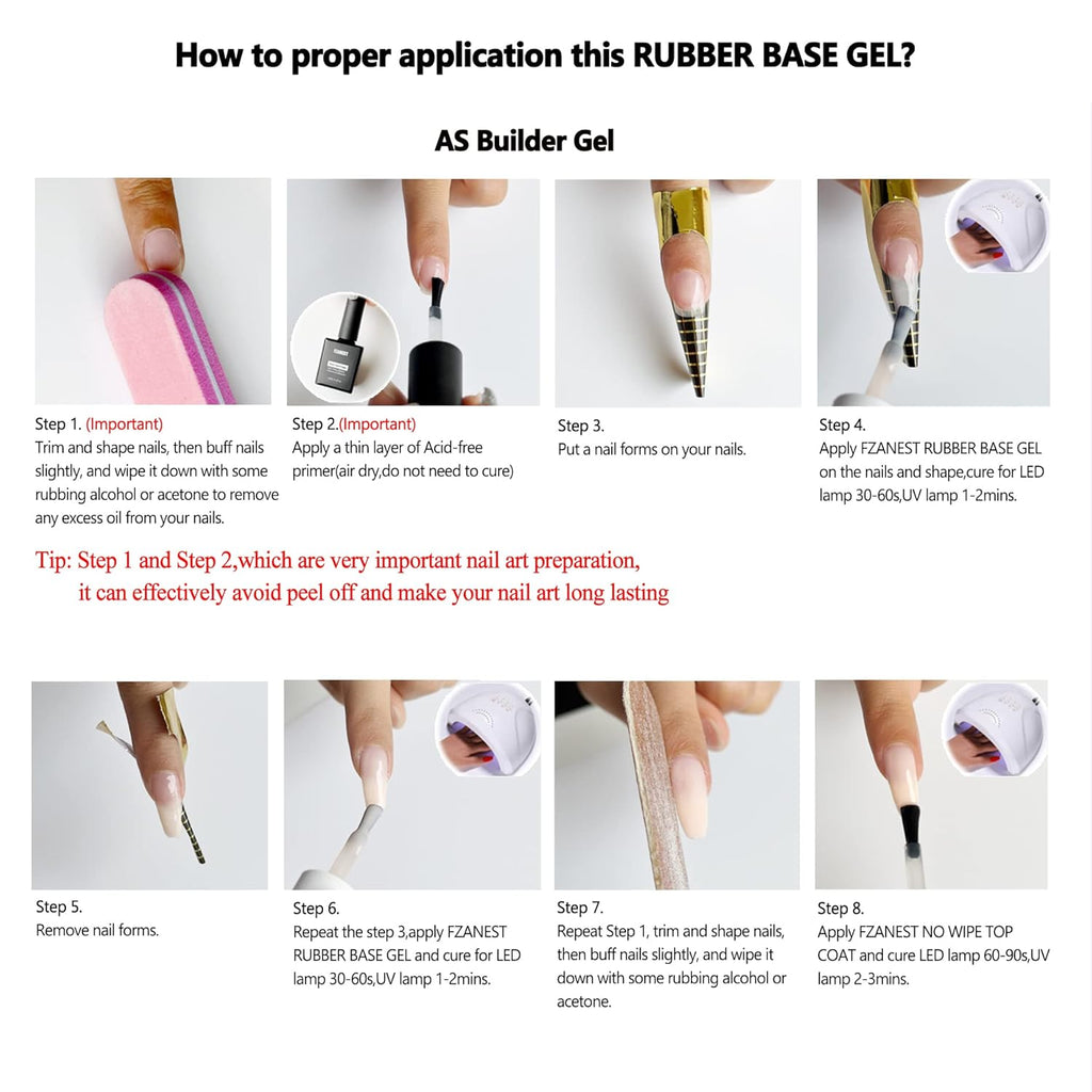 FZANEST Nude Rubber Nail Base Gel Polish, Builder Bottle Nail Strengthener Self-level Extension Fiber Gel, UV LED Base Coat