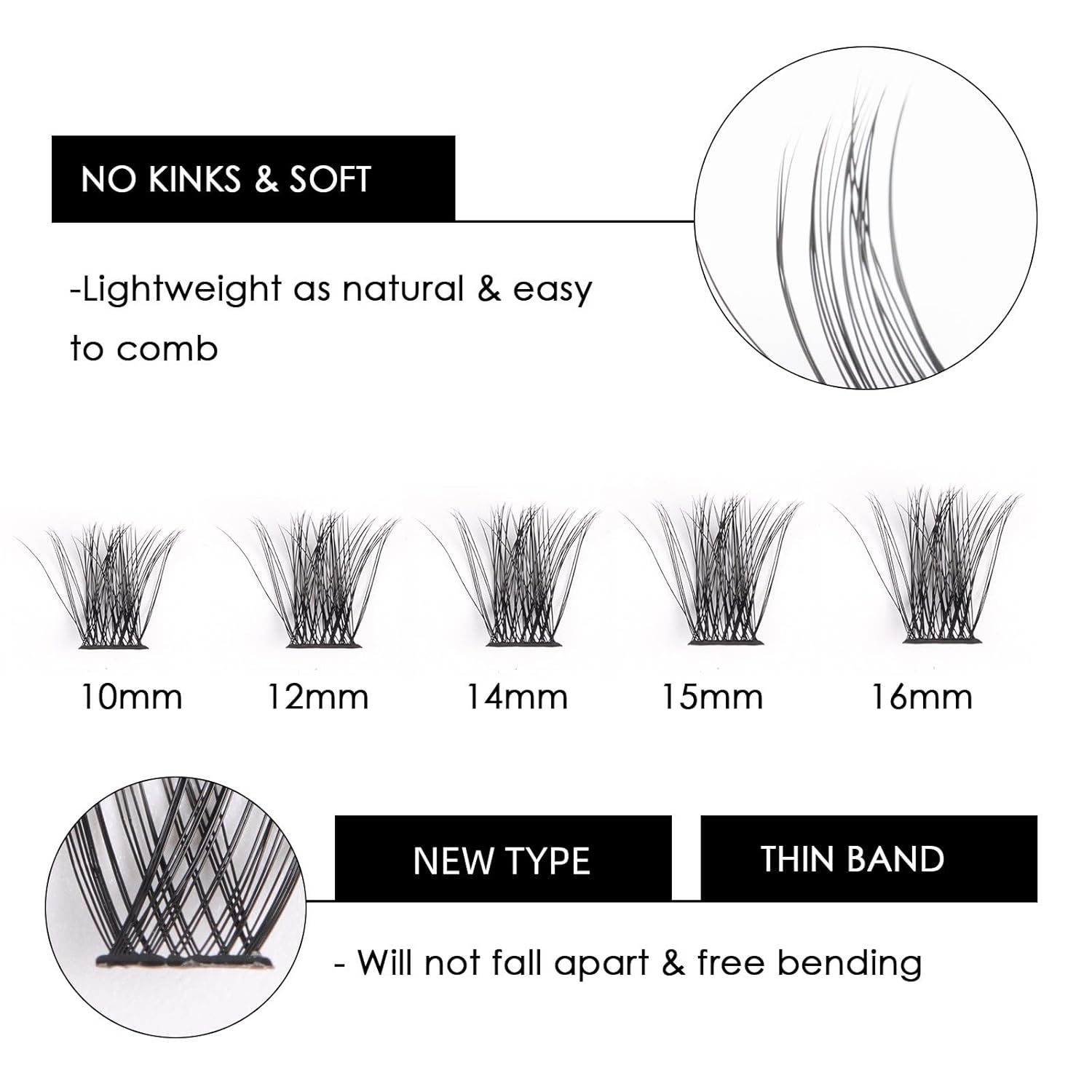 Cluster Lashes 72 Individual Lashes Clusters Eyelash Extensions False Eyelashes DIY Lash Extension Kit Reusable False Eyelashes Natural Look Mix 10-16mm C D Curl-DM17