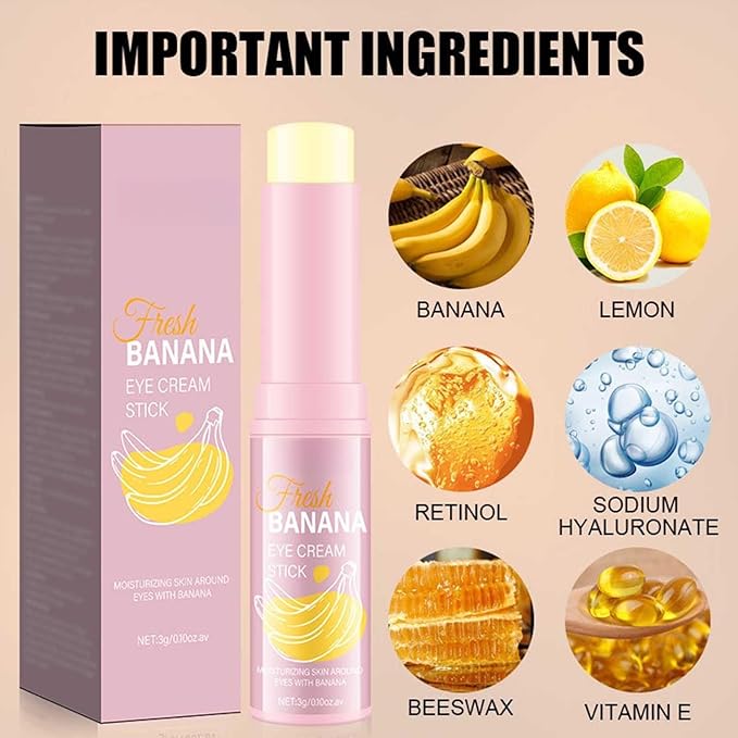 Banana Eye Cream, Anti Aging Eye Cream for Fine Lines Eye Bags Dark Circles and Puffiness,Hydrating Under Eye Cream, with Retinol,Vitamin E,Vitamin C,Skin Care & Lifts(2PCS)